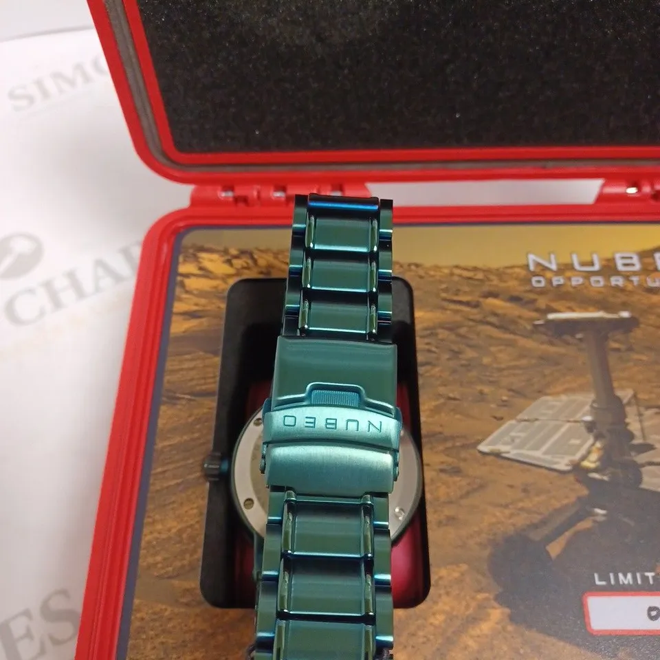BOXED NUBEO GENTS LIMITED EDITION 27/100 WATCH STAINLESS STEEL - GREEN