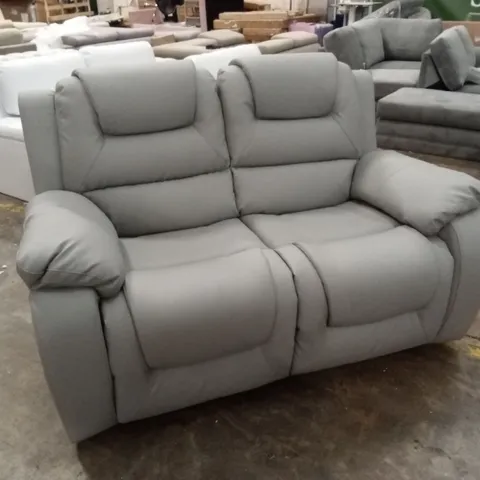 VANCOUVER 2 SEATER RECLINER SOFA, LIGHT GREY PREMIUM FAUX LEATHER