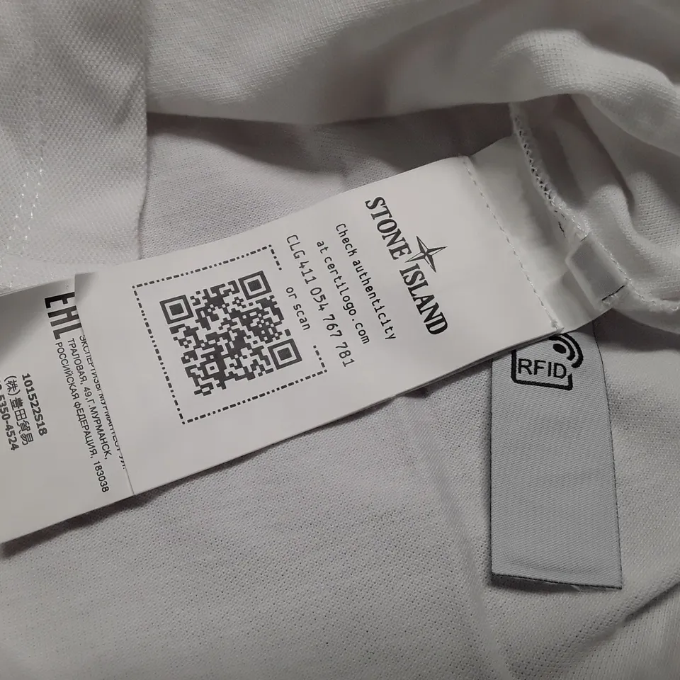 STONE ISLAND WHITE POLO SHIRT - M