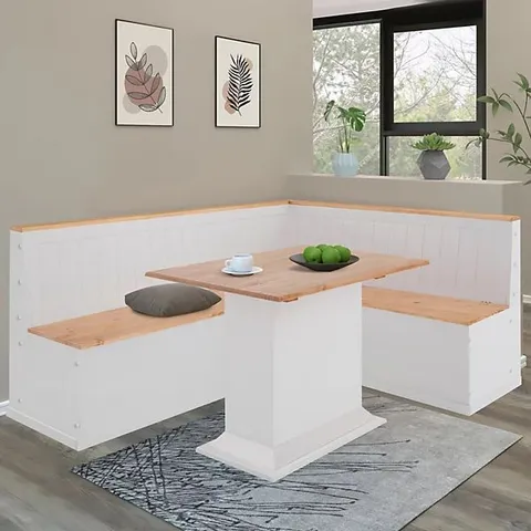 BOXED DOREL HOME SARA DINING TABLE FIX TOP STAINED/WAX WHITE 105X65CM
