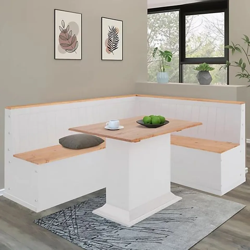BOXED DOREL HOME SARA DINING TABLE FIX TOP STAINED/WAX WHITE 105X65CM