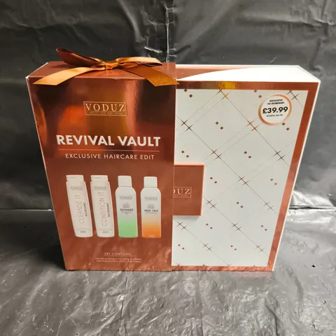 VODUZ REVIVAL VAULT HAIRCARE EDIT 4PCE GIFT SET – NOURISHING SHAMPOO, CONDITIONER, HEAT PROTECTION & DRY TEXTURE SPRAY