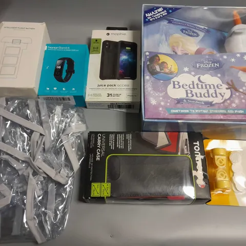 LOT OF 7 ASSORTED ITEMS TO INCLUDE FROZEN BEDTIME BUDDY, PHANTOM 3 FLIGHT BATTERY AND JUICE PACK FOR IPHONE XR