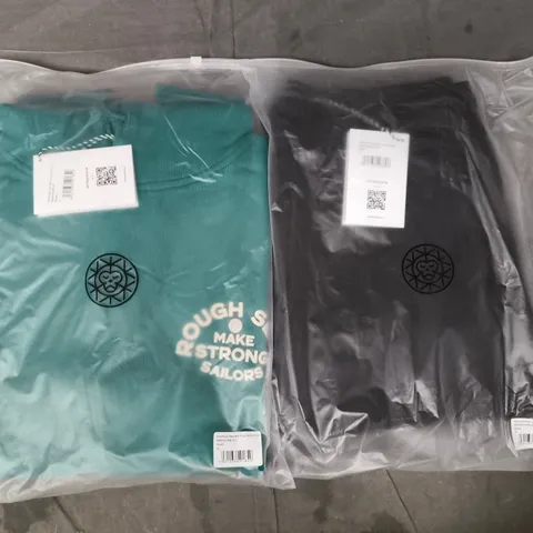 BOX OF APPROXIMATELY 12 ASSORTED BRASS MONKEY CLOTHING ITEMS TO INCLUDE HOODIES AND JOGGERS IN VARIOUS COLOURS AND SIZES