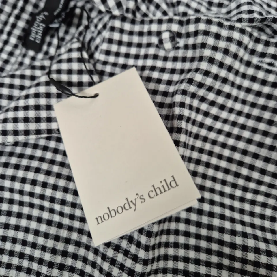 NOBODY'S CHILD MASON SHIRT MIDI DRESS – UK 14 – SOFT BLACK GINGHAM
