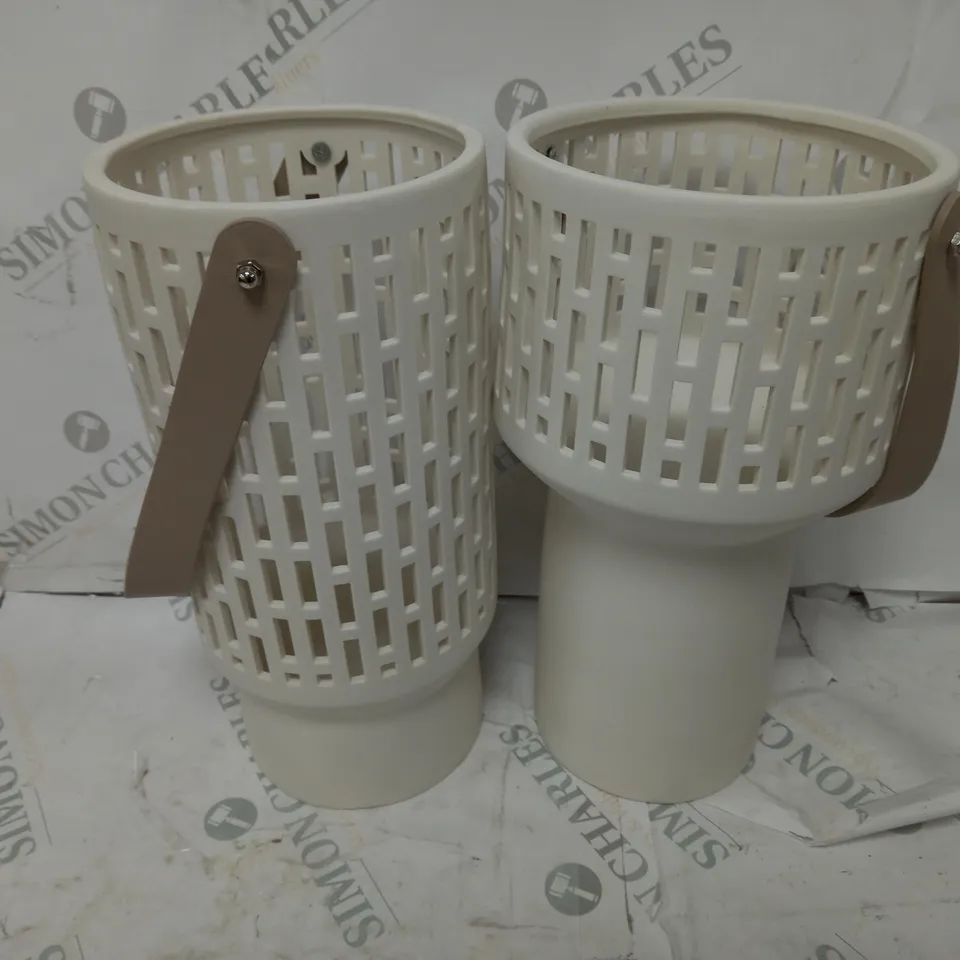 K BY KELLY HOPPEN SET OF 2 PORCELAIN LANTERNS - WHITE