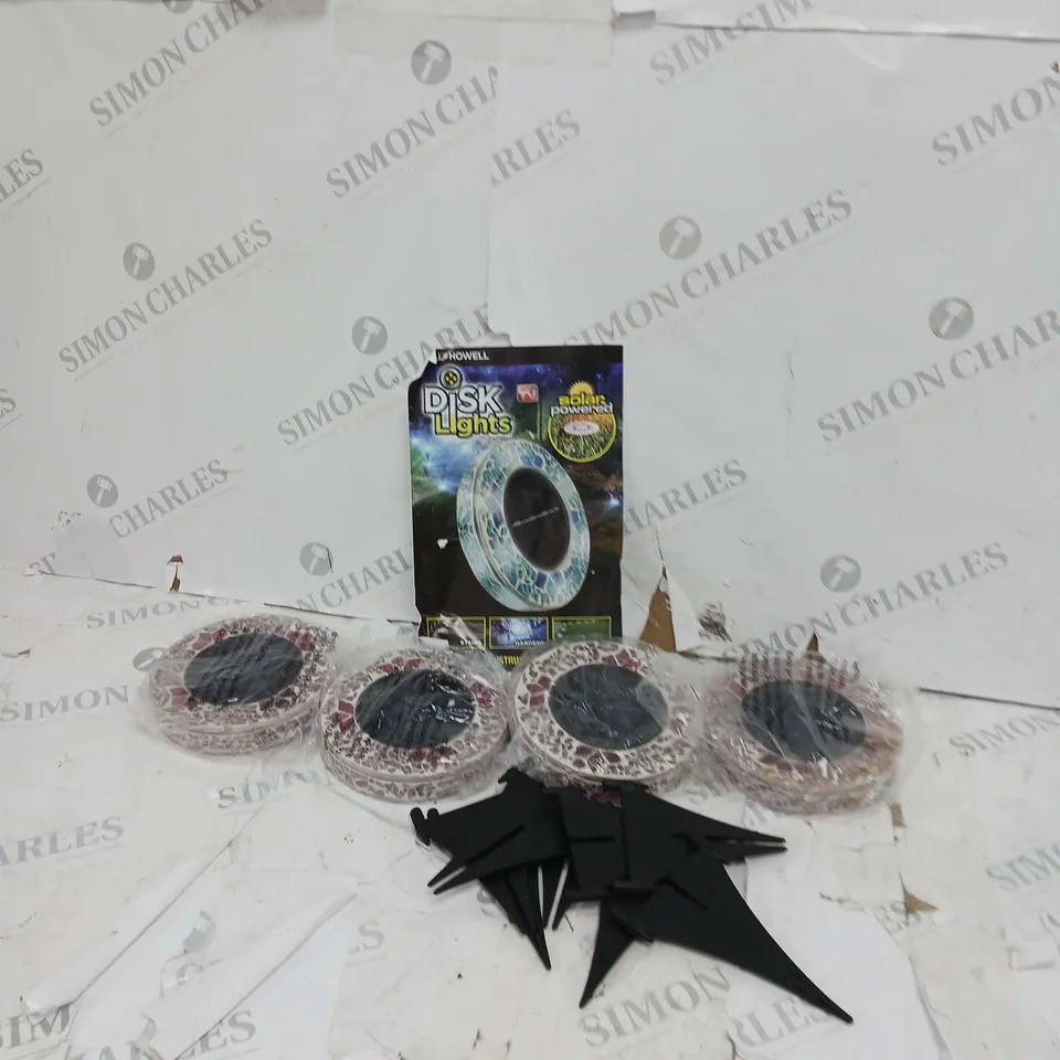BELL & HOWELL SET OF 4 GLASS MOSAIC DESIGN SOLAR DISK LIGHTS