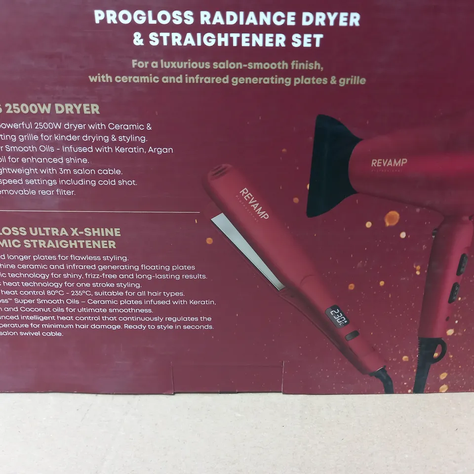 BOXED REVAMP PROGLOSS RADIANCE DRYER AND STRAIGHTENER SET