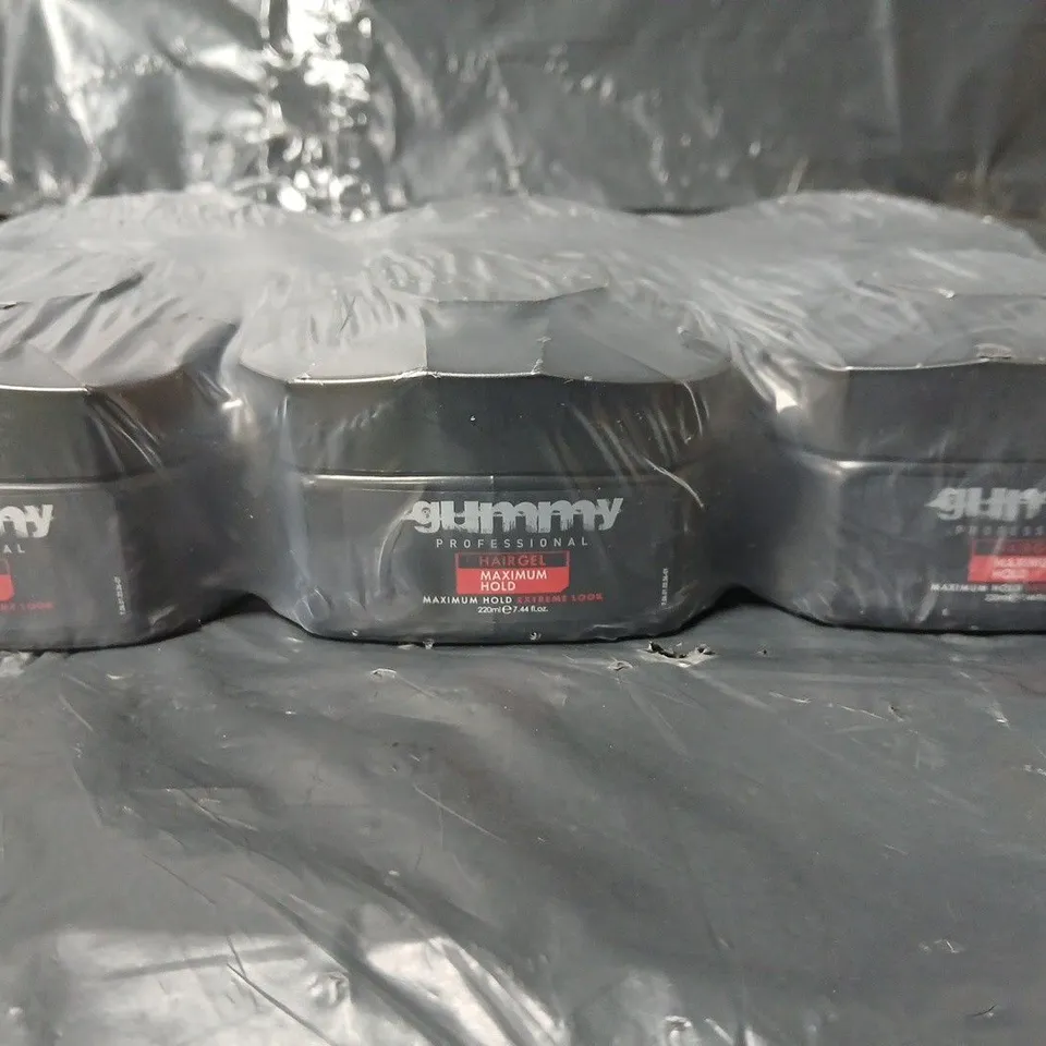 LOT OF 6 GUMMY PROFESSIONAL MAXIMUM HOLD HAIR GEL - 220ML PER POT
