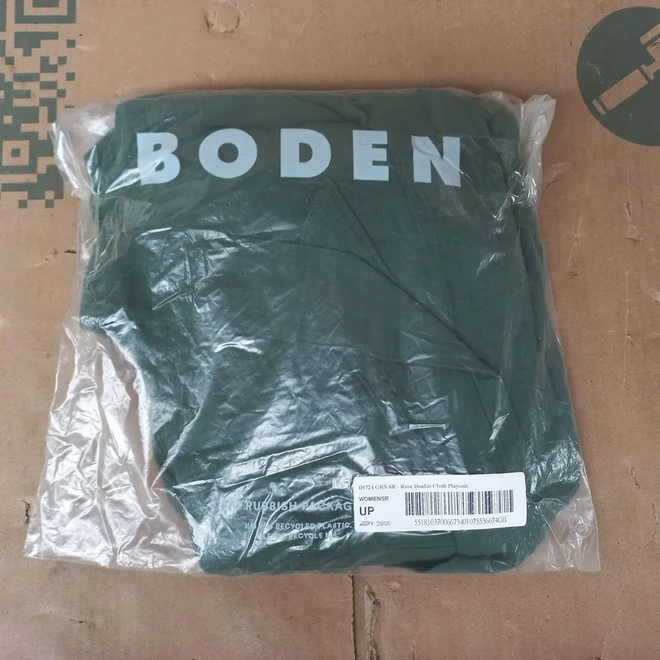 BAGGED BODEN ROSA DOUBLE CLOTH PLAYSUIT IN GREEN SIZE 6R