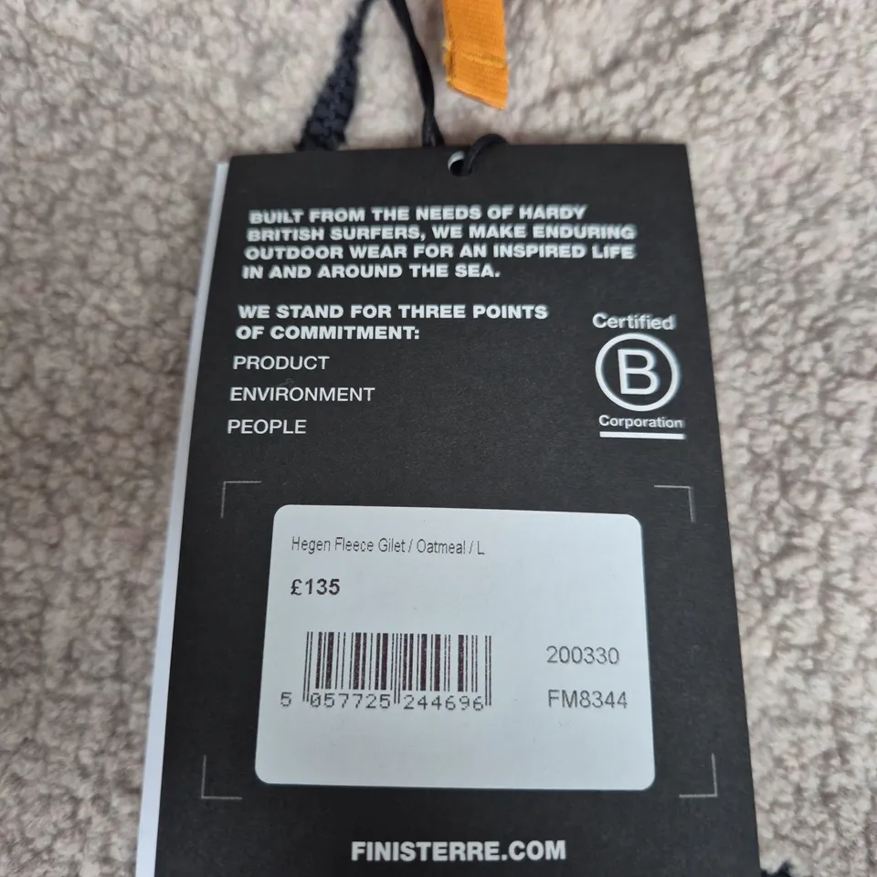 FINISTERRE HEGEN FLEECE GILET - OATMEAL, SIZE L