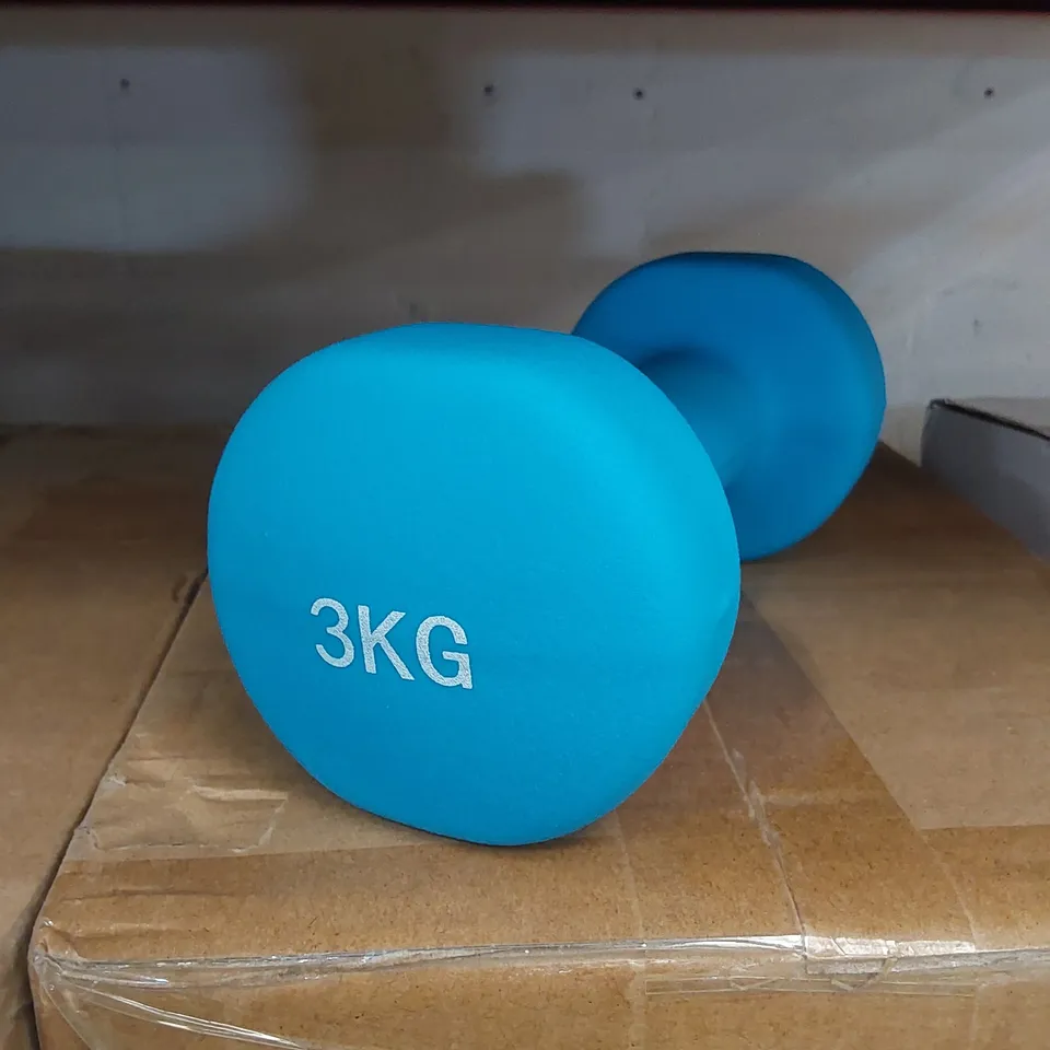 BOXED NEOPRENE 3KG DUMBELL - LIGHT BLUE 