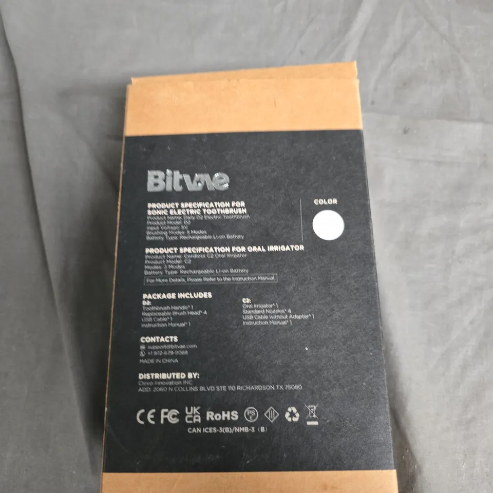 BITWE CORDLESS C2 ORAL IRRIGATOR & DAILY D2 ELECTRIC TOOTHBRUSH ORAL CARE SET - WHITE