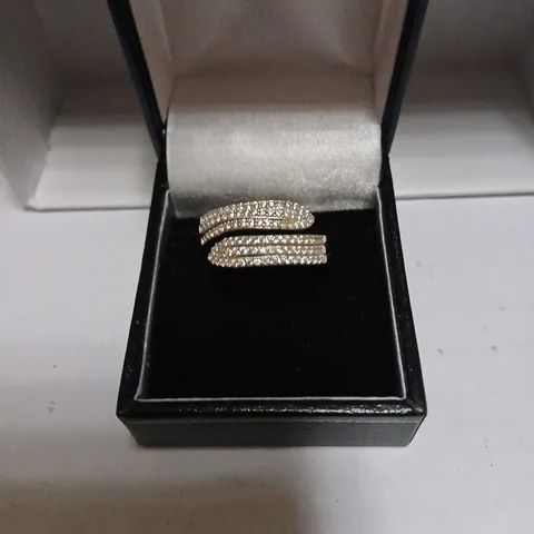 DIAMONIQUE 0.5CT TW COCKTAIL WRAP RING STERLING SILVER 