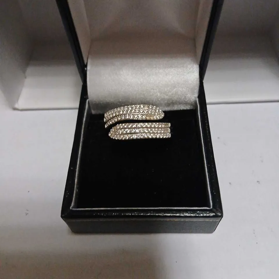 DIAMONIQUE 0.5CT TW COCKTAIL WRAP RING STERLING SILVER 