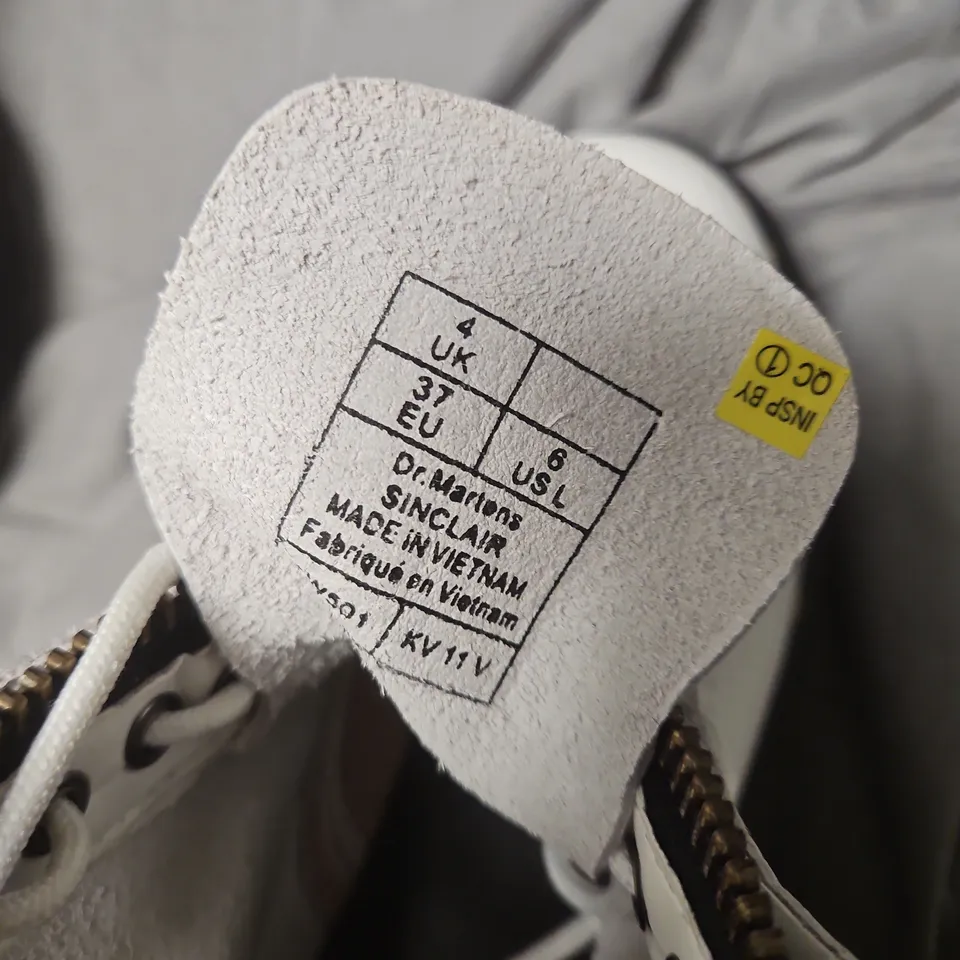 DR. MARTENS WHITE LEATHER BOOTS WITH ZIP & LACE – WOMEN'S UK4 (EU37, US6) AIRWAIR