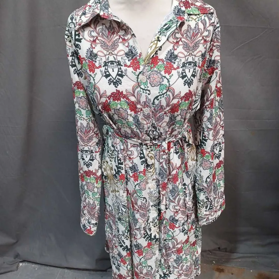 MONTE CARLO SHIRT DRESS IN FLORAL MULTI SIZE L