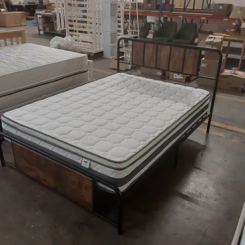 DENES 4'6" DOUBLE METAL BED FRAME WITH PILLOWTOP MATTRESS