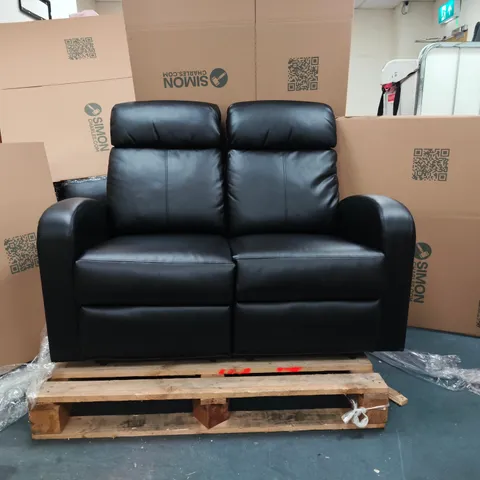 2 SEATER BLACK LEATHER RECLINING SOFA
