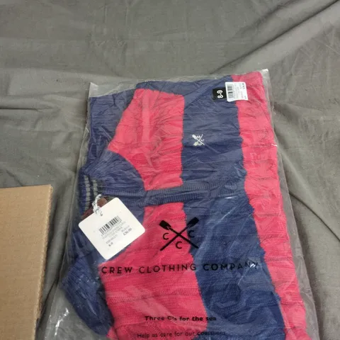 CREW CLOTHING OARSMAN STRIPE CABLE 1/2 ZIP JUMPER - RED MULTI, UK 8-9 (KIDS)