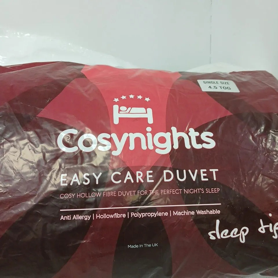 COSYNIGHTS EASY CARE DUVET – SINGLE, 4.5 TOG