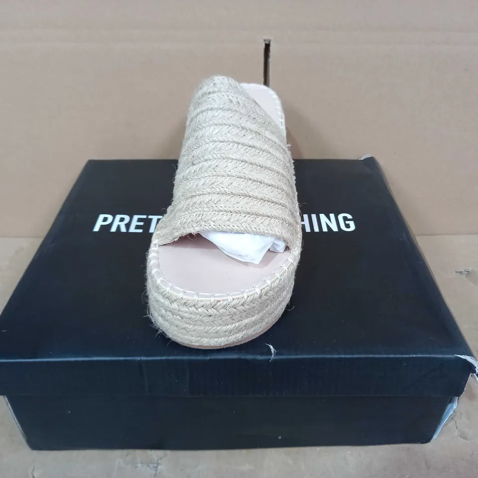 BOXED PAIR OF PRETTY LITTLE THING SANDALS UK SIZE 6