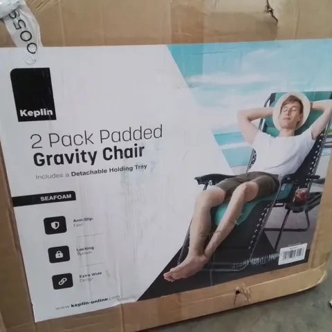 BOXED KEPLIN 2 PACK OF PADDED GRAVITY CHAIRS -SEAFOAM-