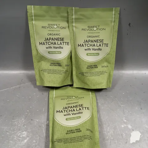 3 X SEALED SWEET REVOLUTION ORGANIC JAPANESE MATCHA LATTE WITH VANILLA - 3 X 250G