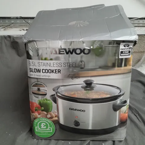 BOXED DAEWOO 6.5L SLOW COOKER STAINLESS STEEL