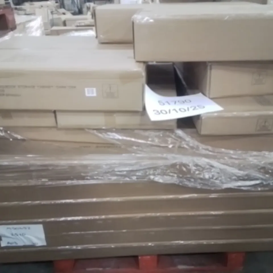 PALLET CONTAINING LARGE QUANTITY OF CD/DVD/ BOOK STORAGE CABINET  -DARK OAK-