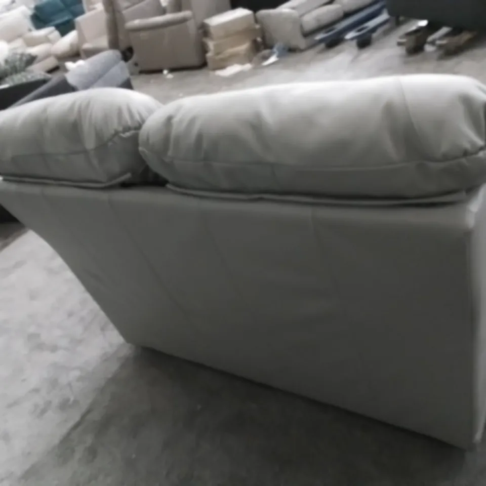 DESIGNER G PLAN MADE MALVERN CAMBRIDGE GREY LEATHER TWO SEATER SOFA