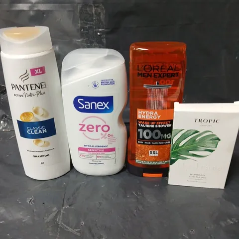 APPROXIMATEY 20 ASSORTED HEALTH AND BEAUTY PRODUCTS TO INCLUDE PANTENE SHAMPOO, TROPIC EYE MASKS AND SANEX ZERO SHOWER GEL