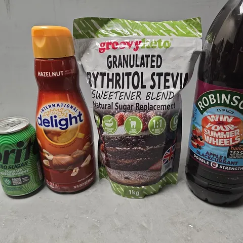APPROXIMATELY 5 ASSORTED FOOD & DRINK ITEMS TO INCLUDE - SPRITE ZERO SUGAR , ROBINSONS APPLE & BLACKCURRANT ETC