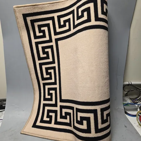 UNBRANDED GREEKY BEIGE & BLACK RUG - SIZE 80CM X 300CM