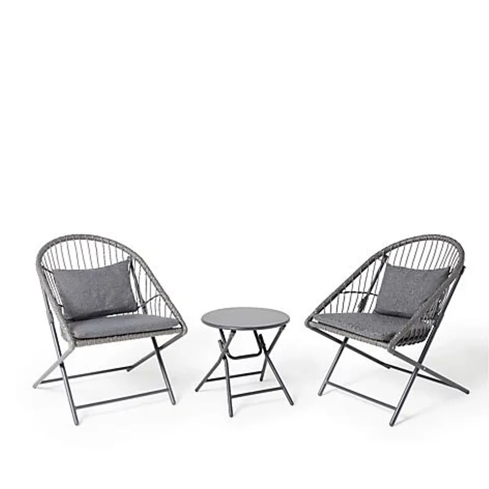 INNOVATORS COLLAPSIBLE 3 PIECE HOLLY BISTRO SET, DARK GREY