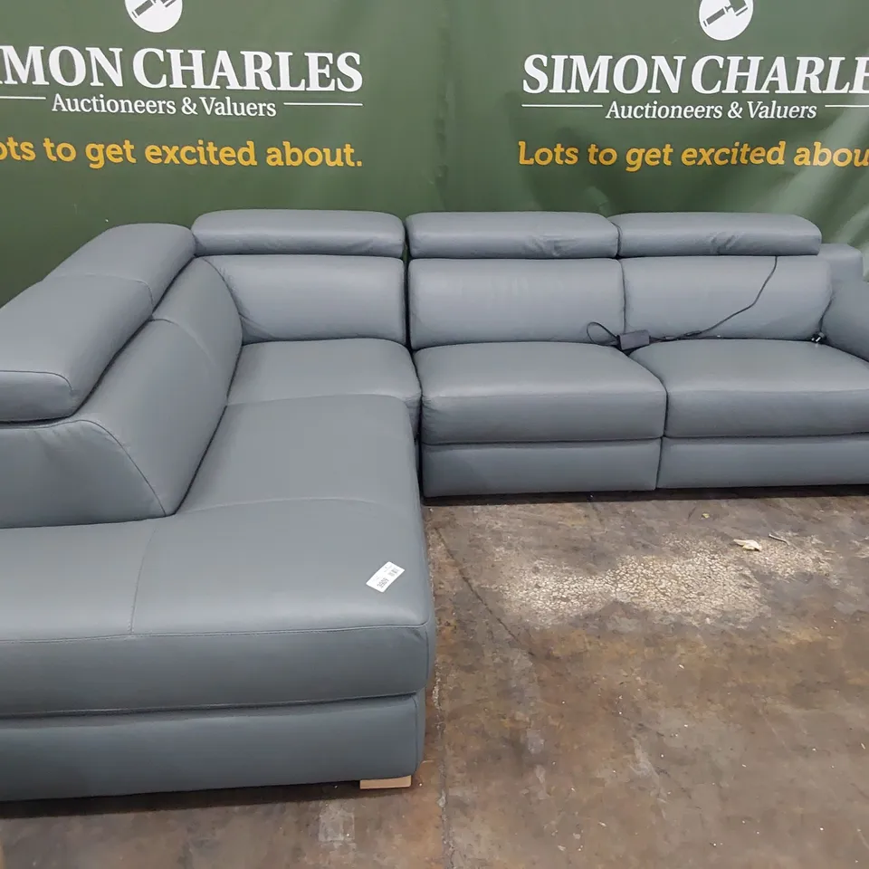 QUALITY ITALIAN DESIGNER RICCARDO POWER RECLINING CHAISE SOFA GREY LEATHER