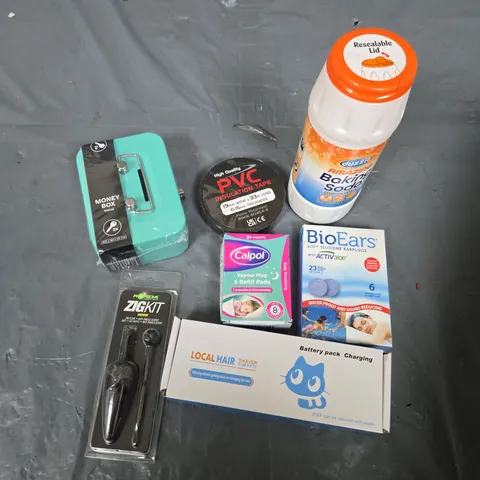 APPROXIMATELY 15 HOUSEHOLD ITEMS TO INCLUDE MONEY BOX, ZIGKIT, INSULATION TAPE ETC