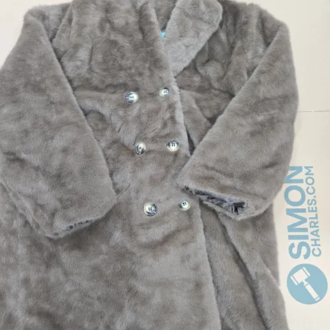 LA MAREY BUTTON FAUX FUR COAT IN BROWN - L/XL