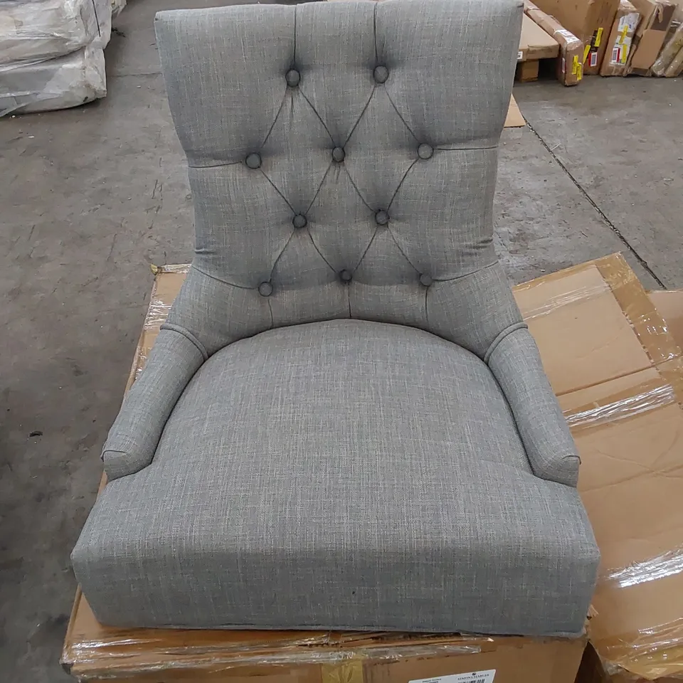 BOXED VERONA DINING CHAIR IN GREY LINEN WITH CHROME KNOCKER - SET OF 2 