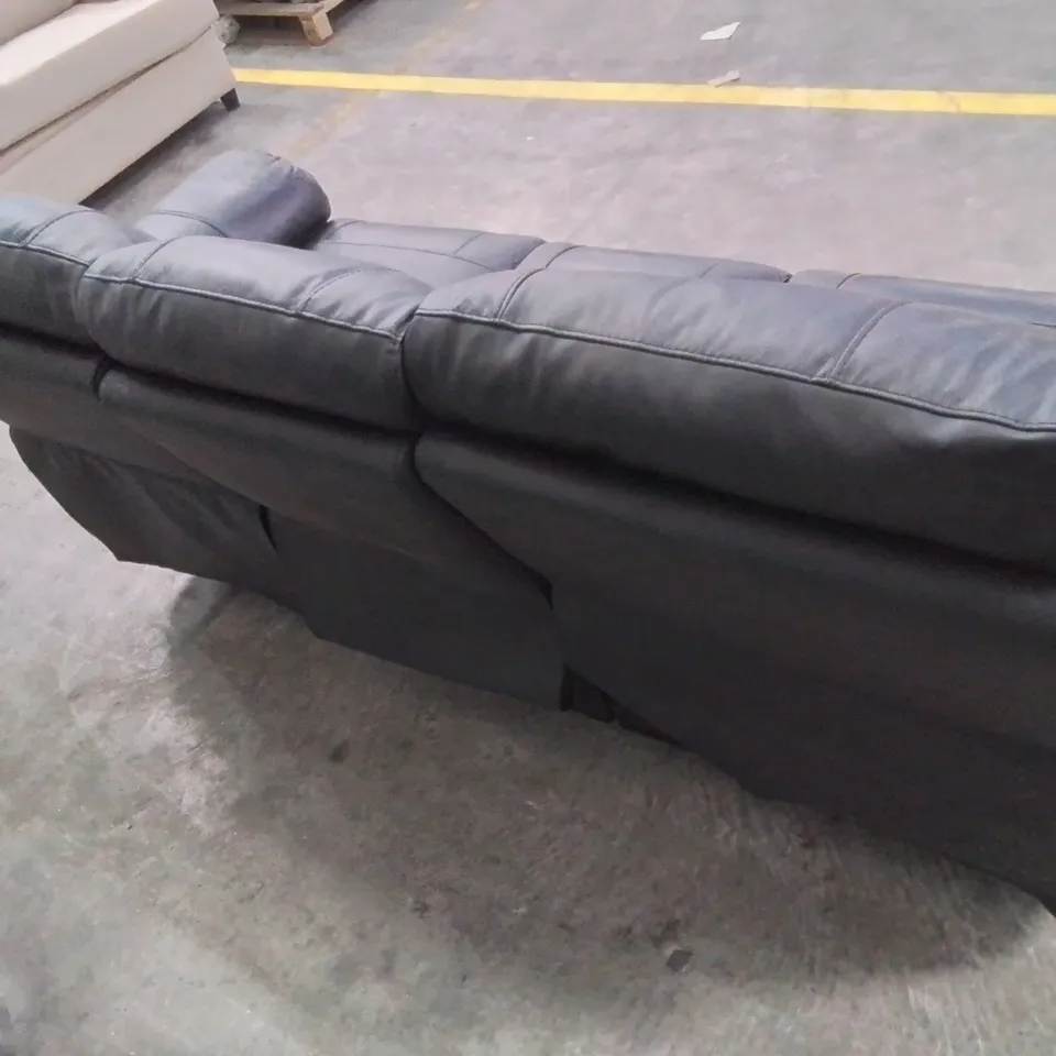 QUALITY DESIGNER FAUX LEATHER BLACK 3 SEATER ELECTRIC RECLINING SOFA 