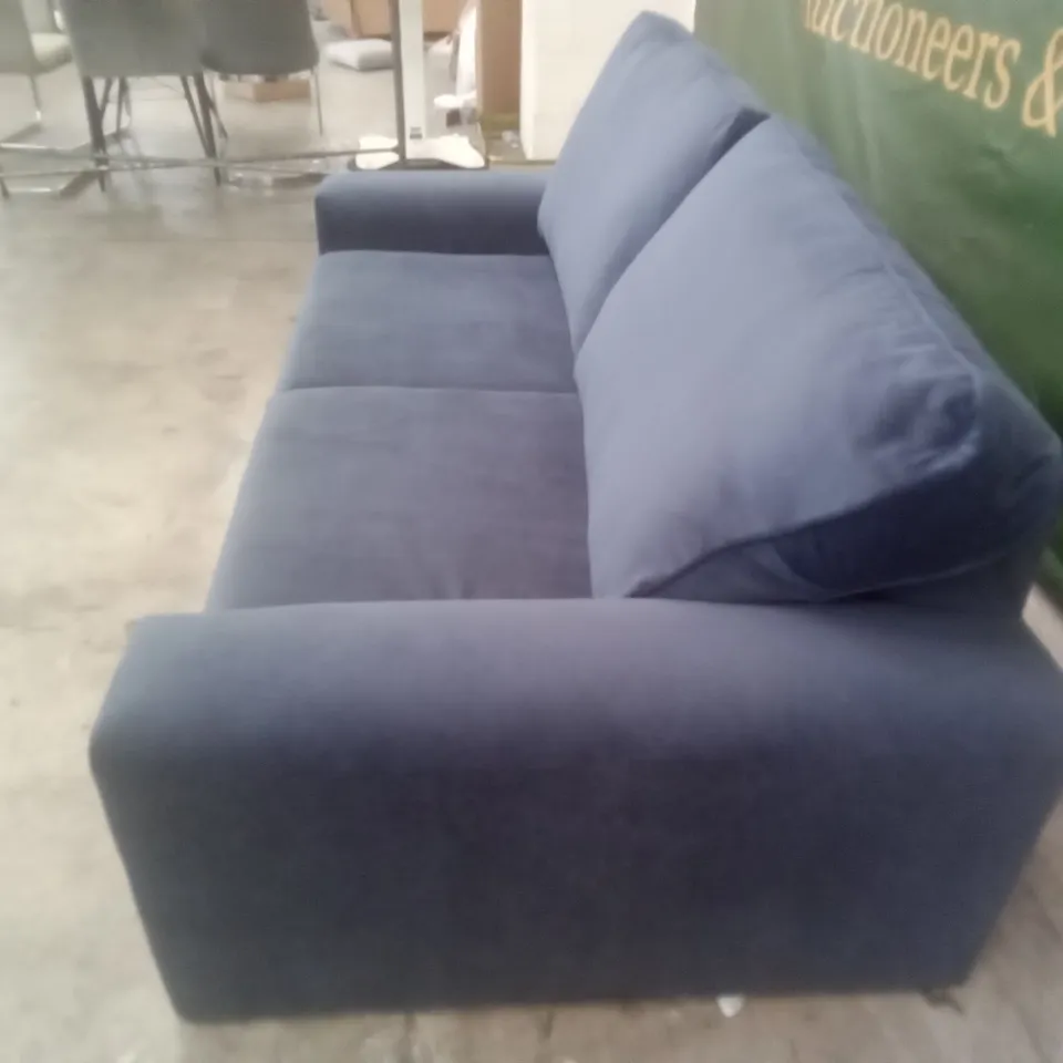 QUALITY DESIGNER MADDISON 3 SEATER SOFA - NAVY FABRIC 