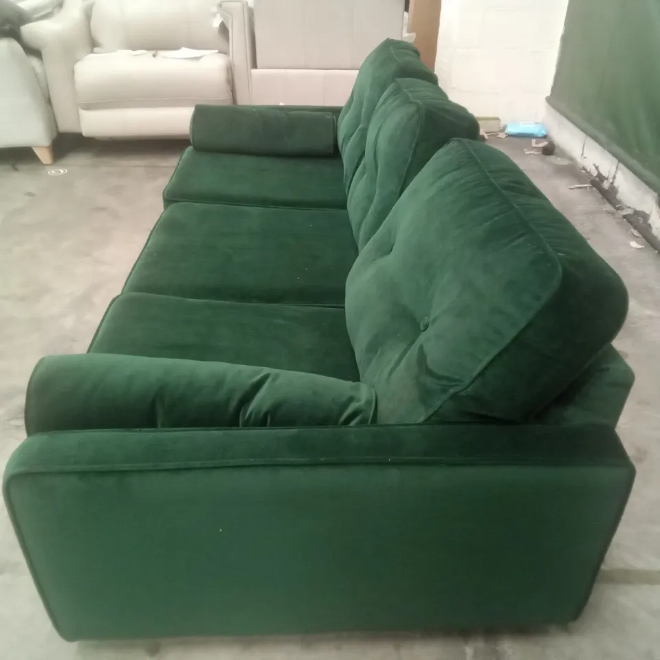 DESIGNER THE LOUNGE COMPANY MADE 2 SEATER SOFA - DARK GREEN FABRIC 