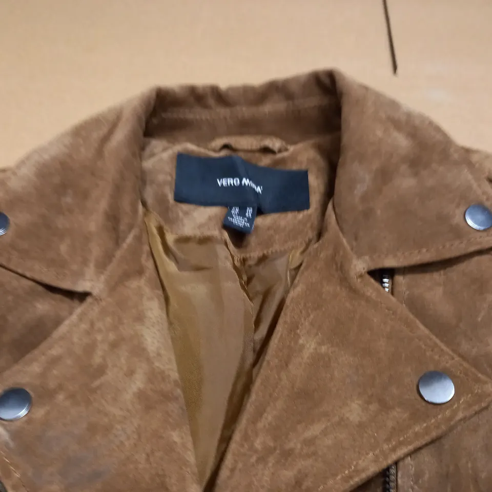 VERO MODA BROWN SUEDE STYLE JACKET - EU XS