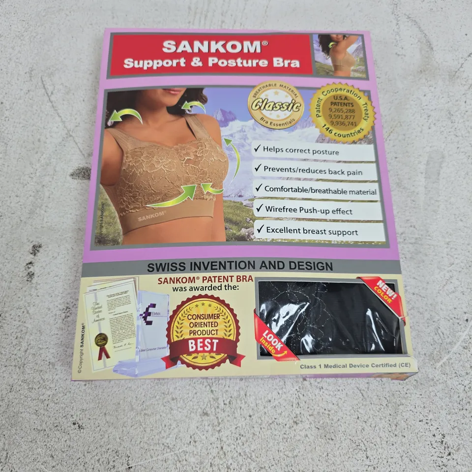 BOXED SANKOM SUPPORT & POSTURE BRA IN BLACK - S-M