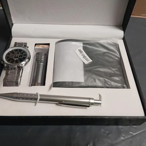CHTIME STAINLESS STEEL CHRONOGRAPH WATCH WITH MESH BRACELET – BOXED