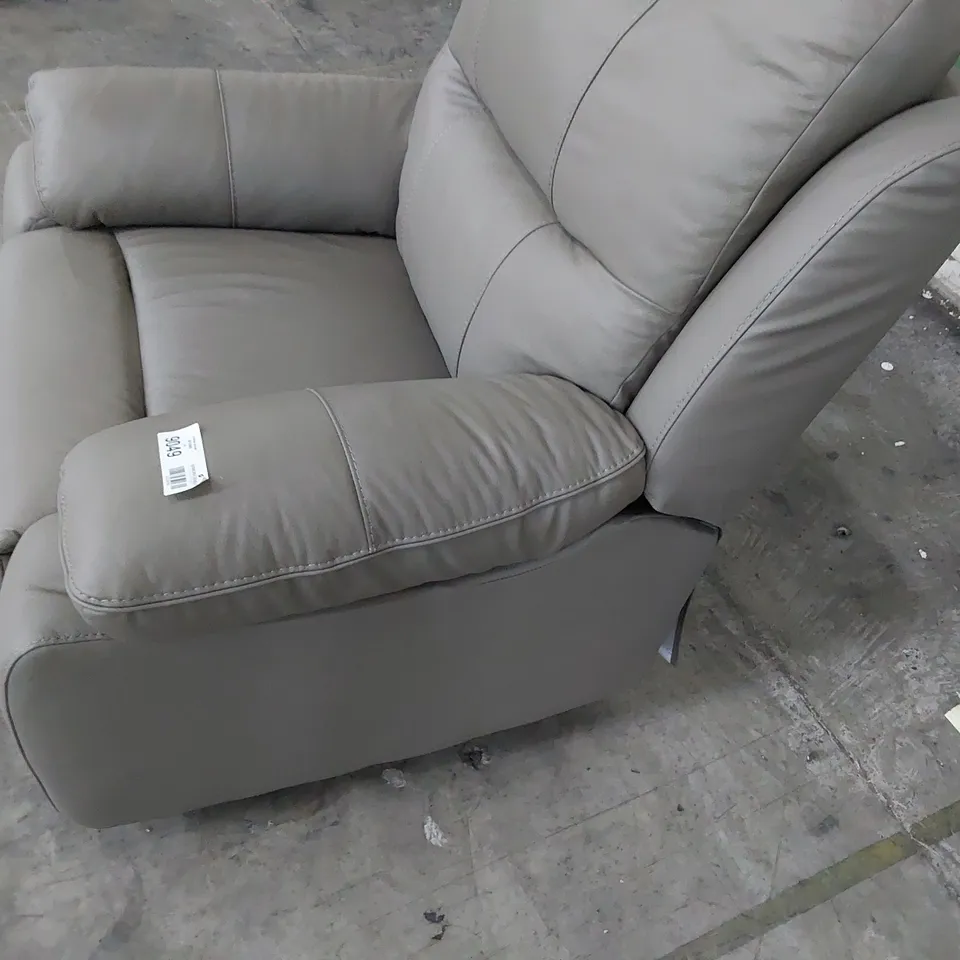 DESIGNER POWER RECLINING EASY CHAIR GREY LEATHER 