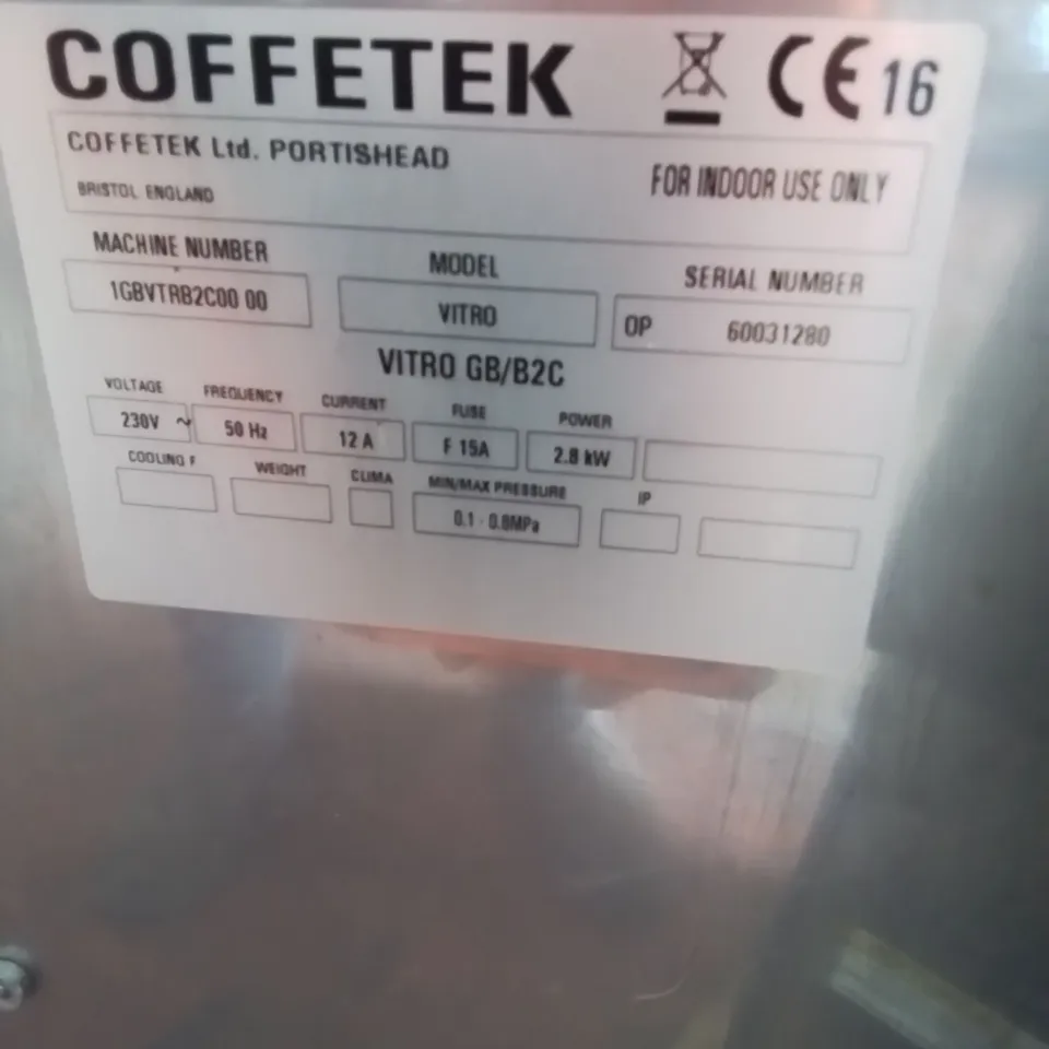 COFFETEK VITRO BEAN TO CUP & HOT DRINK DISPENCER