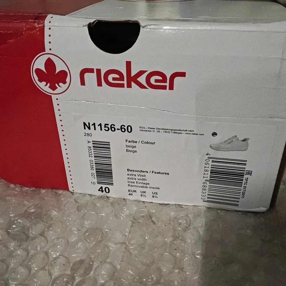 RIEKER BEIGE WOMEN'S SNEAKERS – UK 6.5 – BOXED