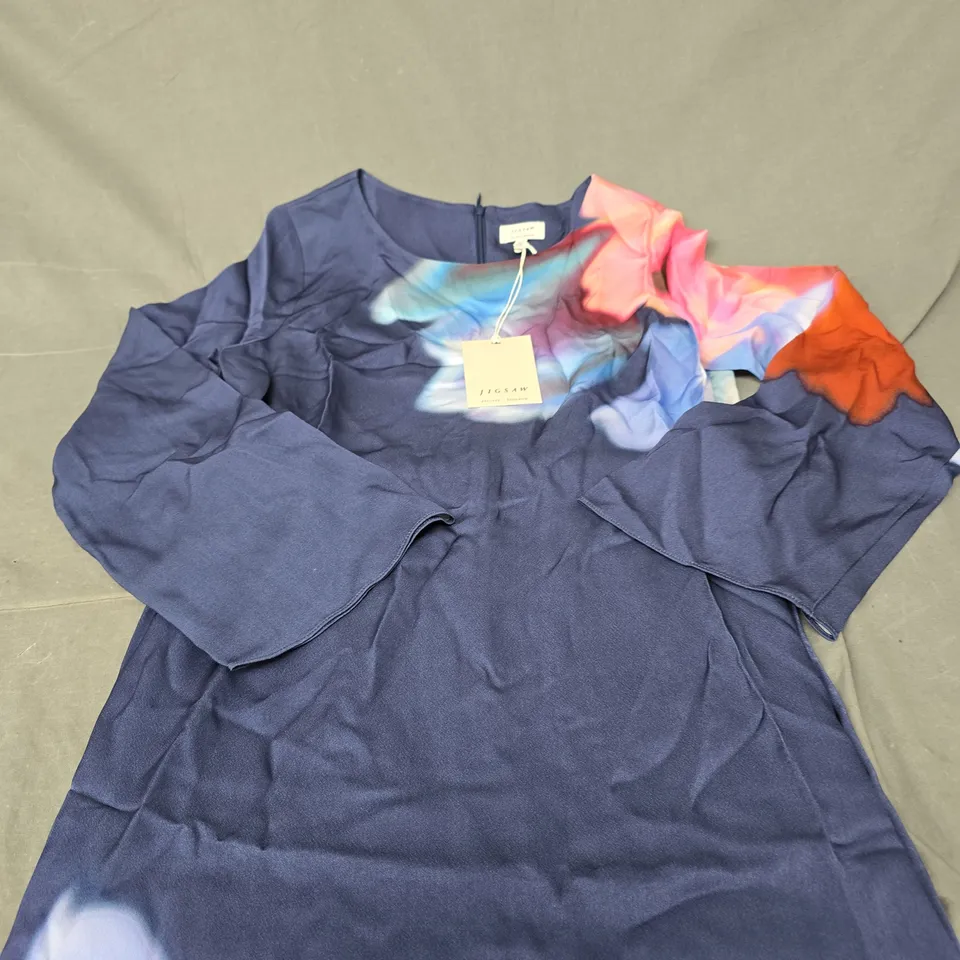 JIGSAW DREAMY FLORAL MIDI DRESS, NAVY – UK 10 (US 6, EU 38)