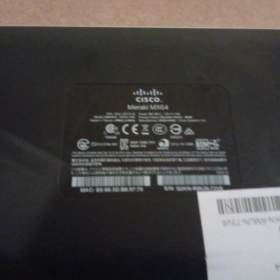 CISCO MERAKI MX64 CLOUD-MANAGED SECURITY APPLIANCE